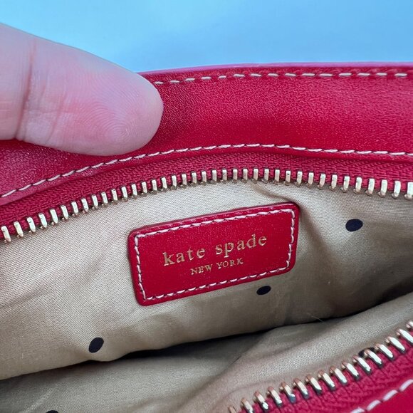 Kate Spade Pink Leather Wristlet Barbie Pink Polka Dot Lining - Picture 7 of 8